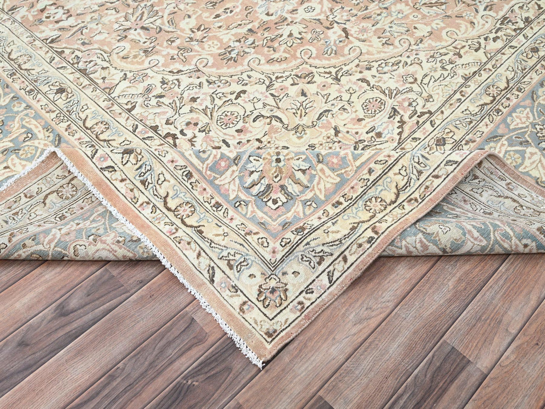 11'1" x 17'2" Vintage Hand Knotted Orange Wool Rectangle Oriental Rug - MOA10286493