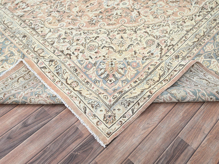 11'1" x 17'2" Vintage Hand Knotted Orange Wool Rectangle Oriental Rug - MOA10286493