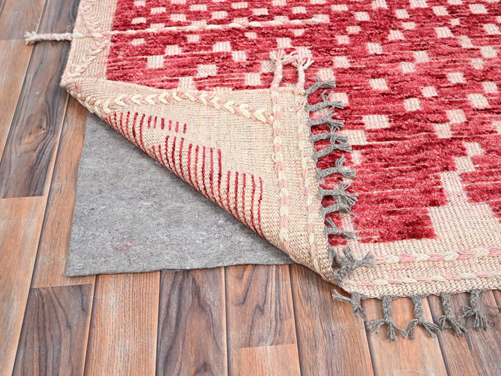 9'1" x 12'5" New Hand Knotted Red Wool Rectangle Oriental Rug - MOA10286500