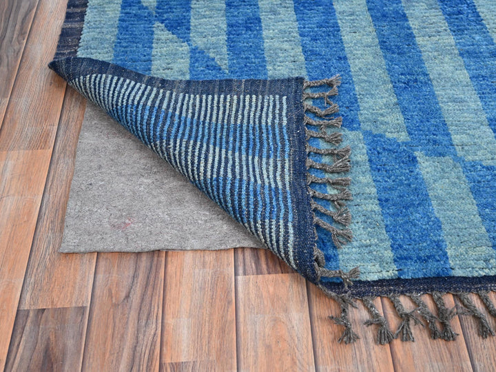 8'3" x 10'5" New Hand Knotted Blue Wool Rectangle Oriental Rug - MOA10286501