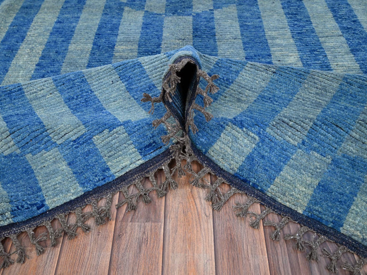 8'3" x 10'5" New Hand Knotted Blue Wool Rectangle Oriental Rug - MOA10286501
