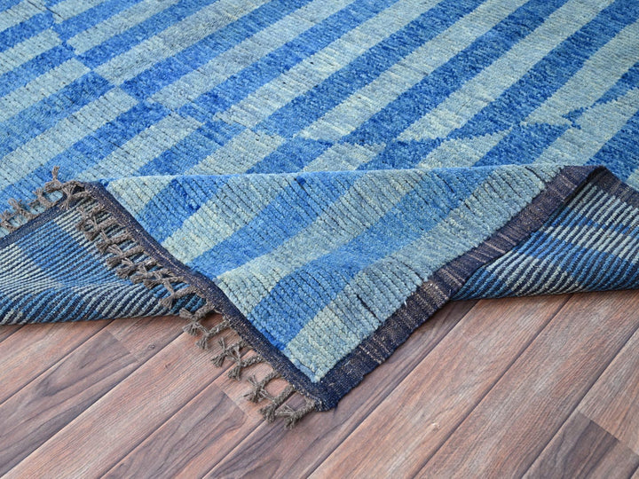 8'3" x 10'5" New Hand Knotted Blue Wool Rectangle Oriental Rug - MOA10286501