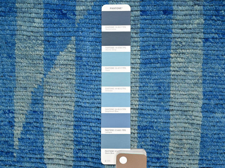8'3" x 10'5" New Hand Knotted Blue Wool Rectangle Oriental Rug - MOA10286501