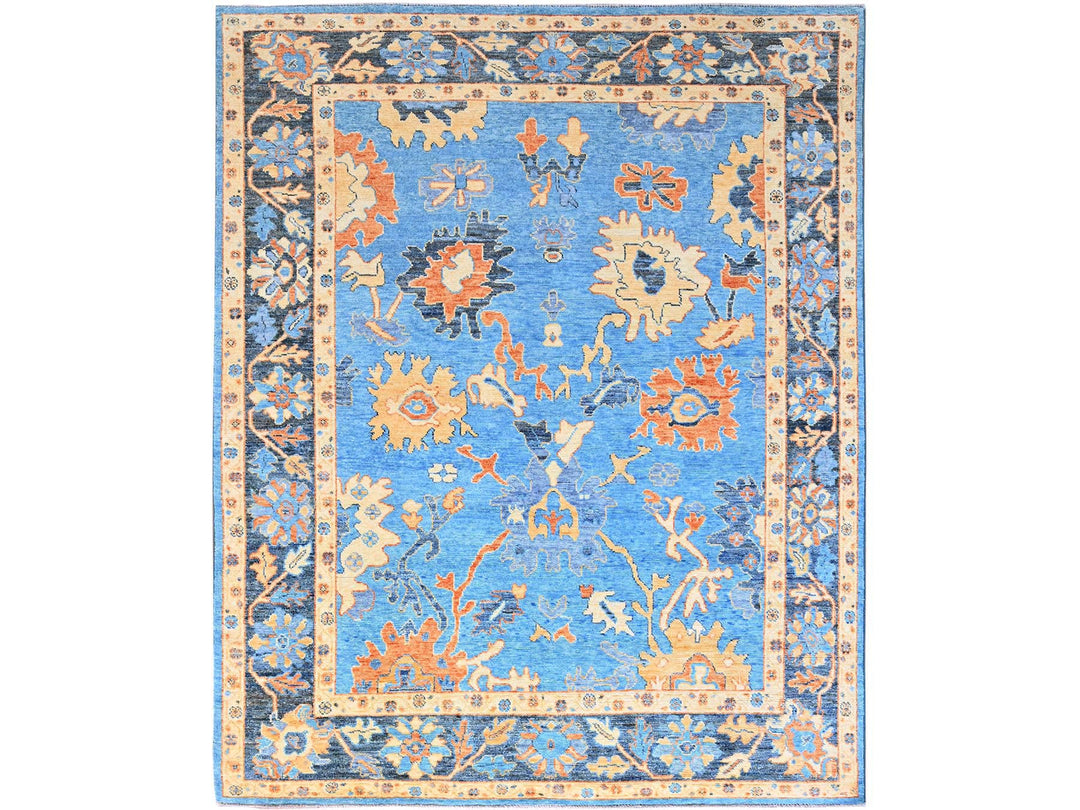 8'4" x 10'5" New Hand Knotted Blue Wool Rectangle Oriental Rug - MOA10286504