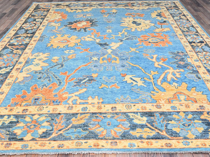 8'4" x 10'5" New Hand Knotted Blue Wool Rectangle Oriental Rug - MOA10286504