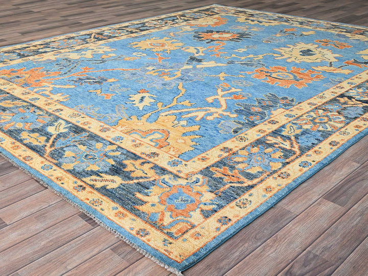 8'4" x 10'5" New Hand Knotted Blue Wool Rectangle Oriental Rug - MOA10286504