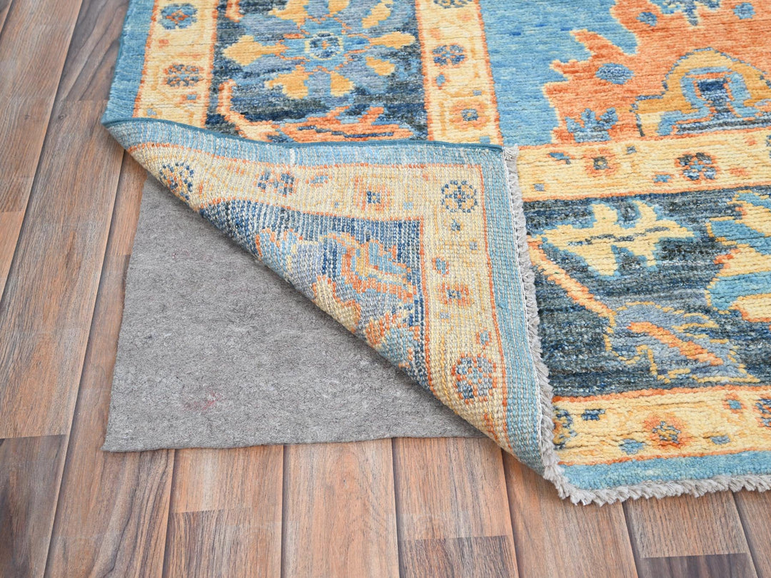 8'4" x 10'5" New Hand Knotted Blue Wool Rectangle Oriental Rug - MOA10286504