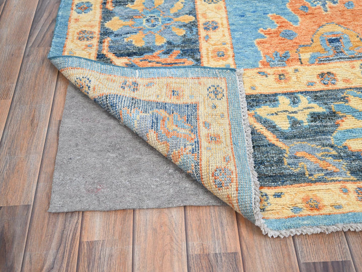 8'4" x 10'5" New Hand Knotted Blue Wool Rectangle Oriental Rug - MOA10286504