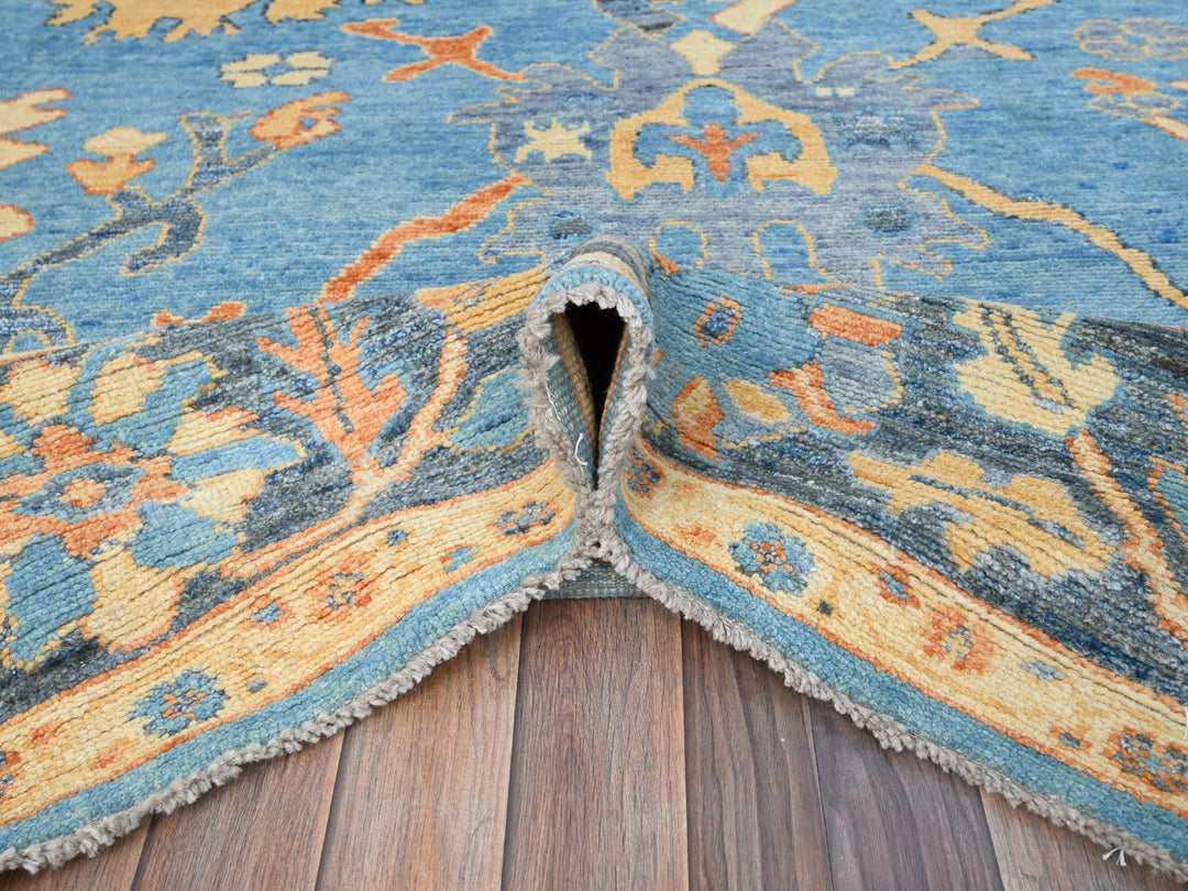 8'4" x 10'5" New Hand Knotted Blue Wool Rectangle Oriental Rug - MOA10286504