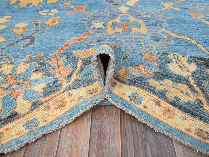 8'4" x 10'5" New Hand Knotted Blue Wool Rectangle Oriental Rug - MOA10286504