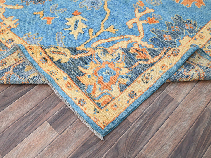 8'4" x 10'5" New Hand Knotted Blue Wool Rectangle Oriental Rug - MOA10286504