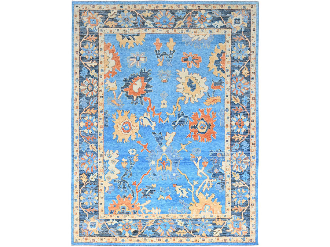 9'4" x 12'4" New Hand Knotted Blue Wool Rectangle Oriental Rug - MOA10286506