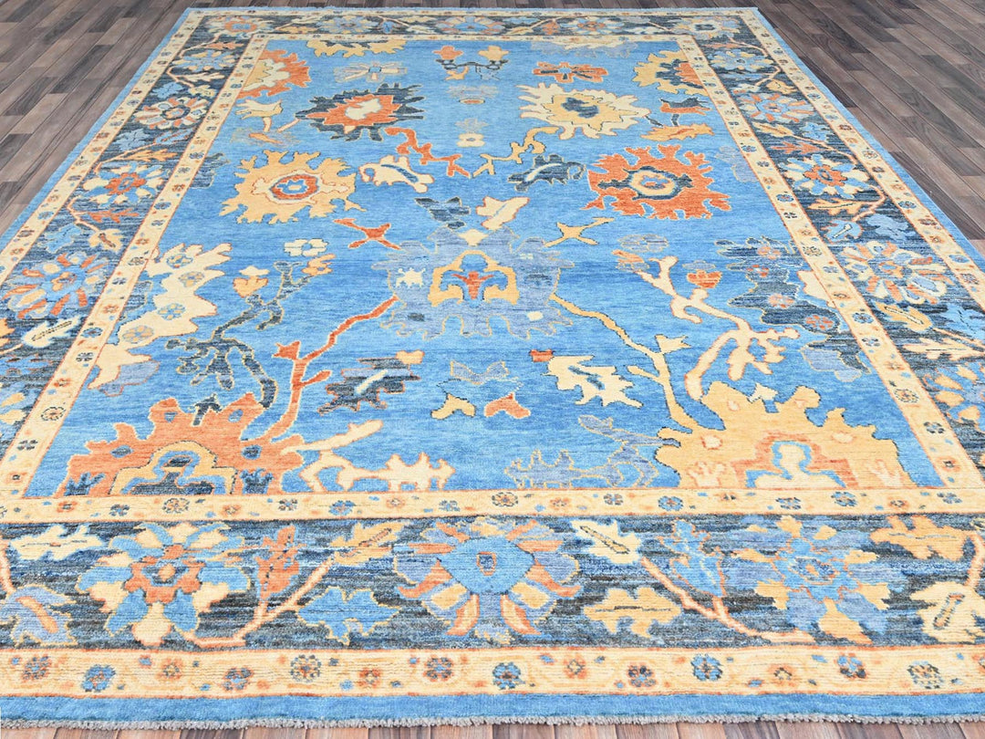9'4" x 12'4" New Hand Knotted Blue Wool Rectangle Oriental Rug - MOA10286506