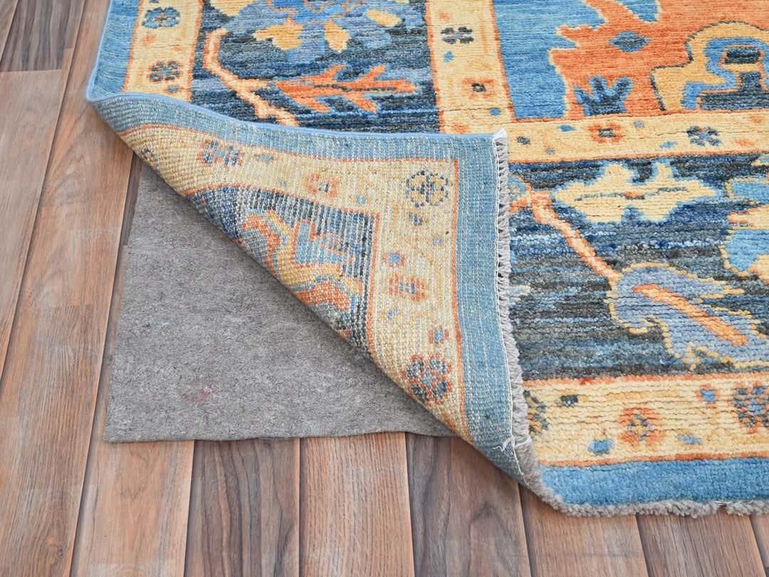 9'4" x 12'4" New Hand Knotted Blue Wool Rectangle Oriental Rug - MOA10286506