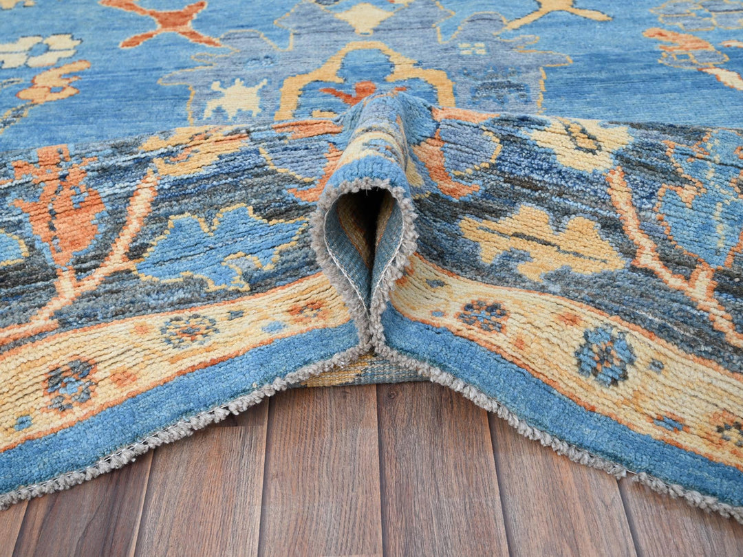 9'4" x 12'4" New Hand Knotted Blue Wool Rectangle Oriental Rug - MOA10286506