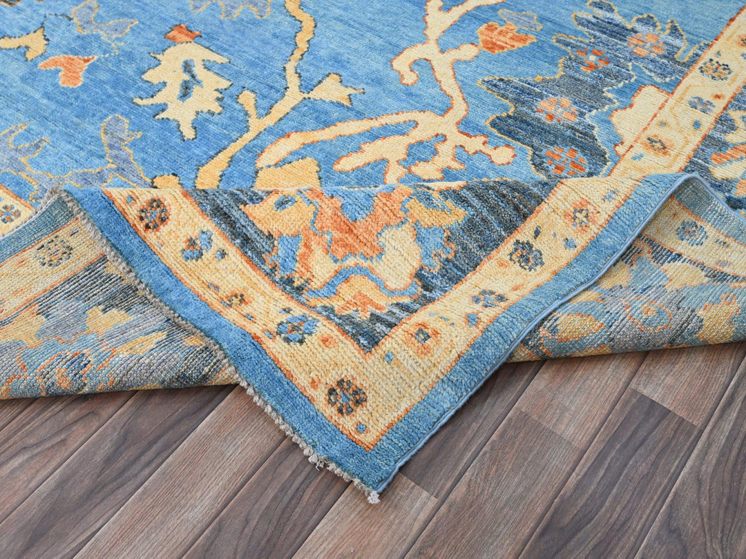 9'4" x 12'4" New Hand Knotted Blue Wool Rectangle Oriental Rug - MOA10286506