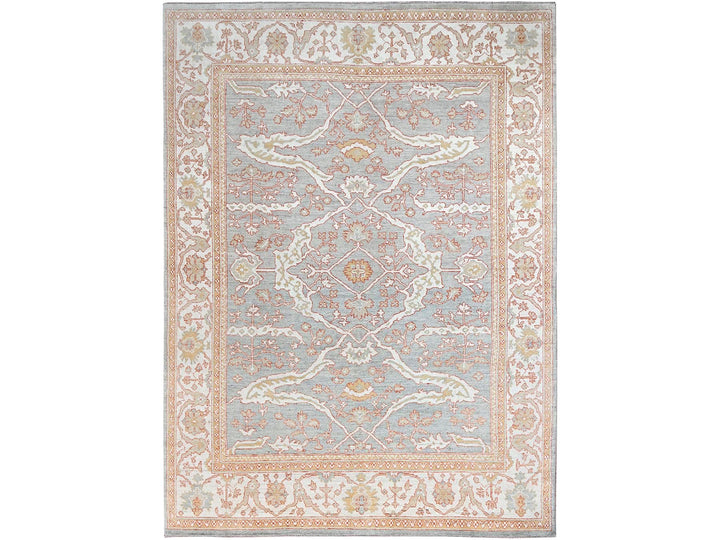 10'1" x 13'8" New Hand Knotted Grey Wool Rectangle Oriental Rug - MOA10286507