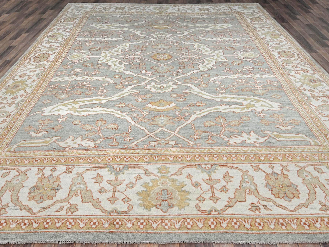 10'1" x 13'8" New Hand Knotted Grey Wool Rectangle Oriental Rug - MOA10286507