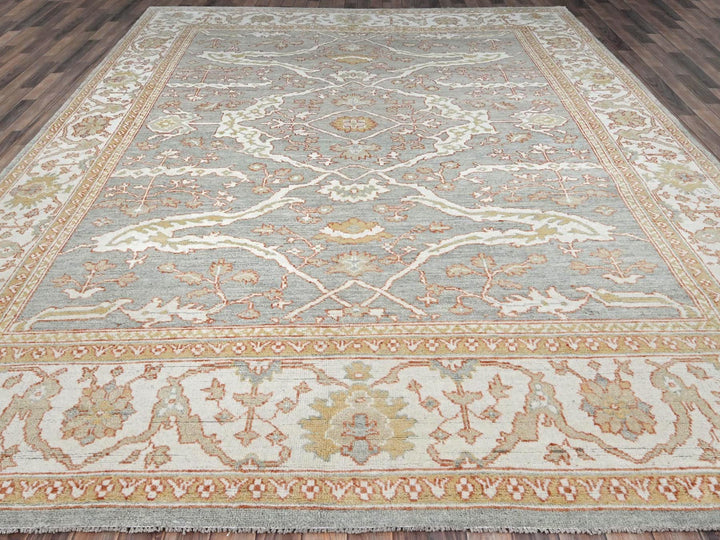 10'1" x 13'8" New Hand Knotted Grey Wool Rectangle Oriental Rug - MOA10286507