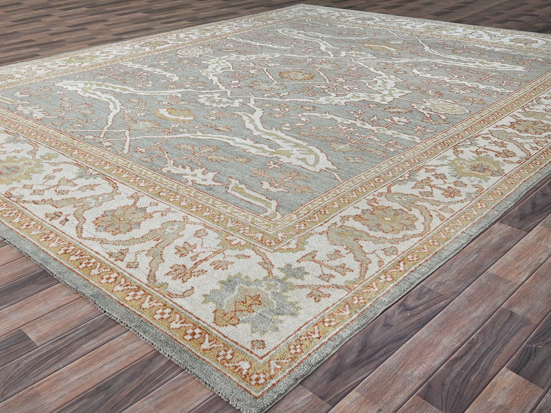 10'1" x 13'8" New Hand Knotted Grey Wool Rectangle Oriental Rug - MOA10286507