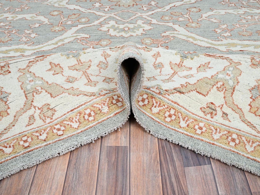 10'1" x 13'8" New Hand Knotted Grey Wool Rectangle Oriental Rug - MOA10286507