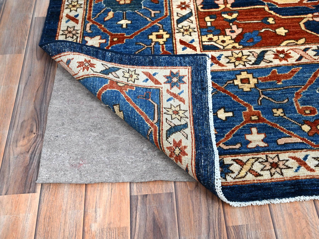 9'2" x 11'8" New Hand Knotted Blue Wool Rectangle Oriental Rug - MOA10286510