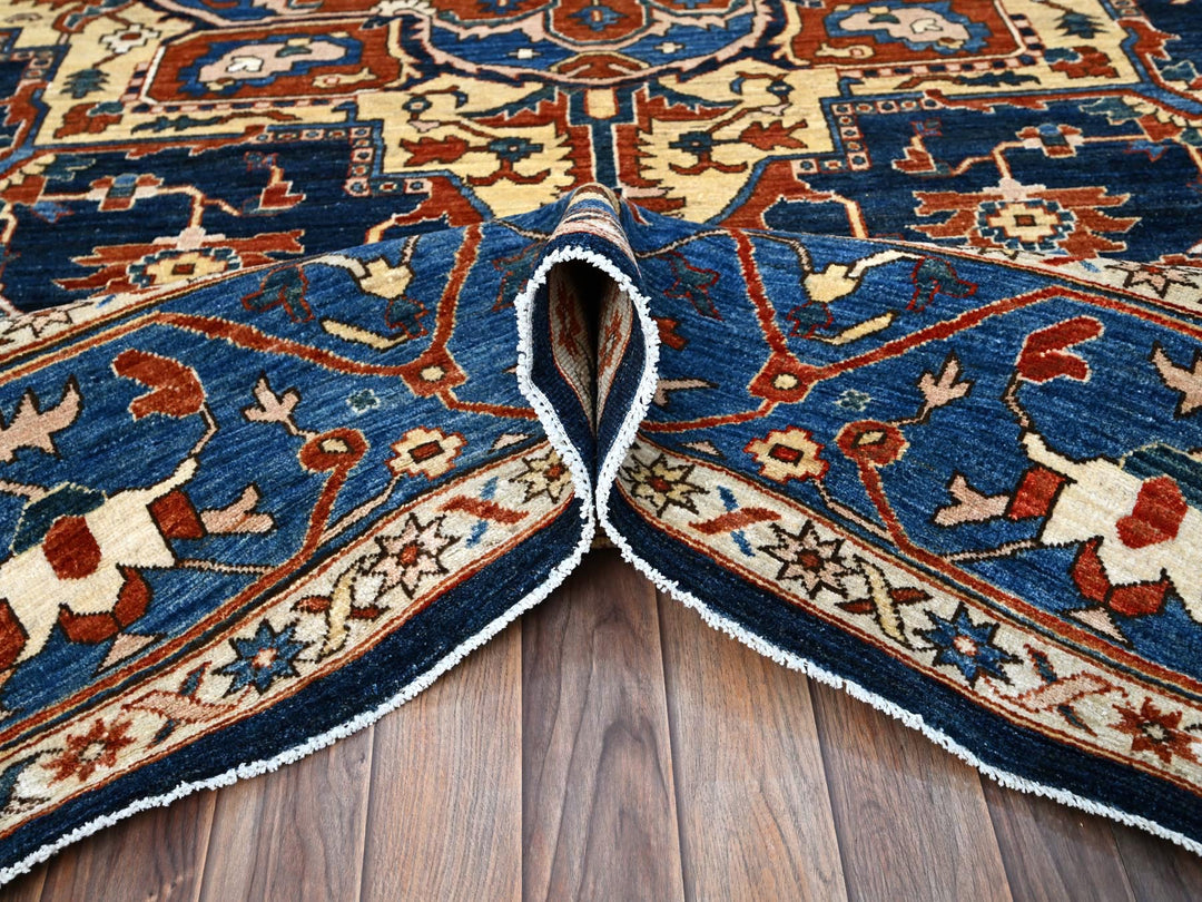 9'2" x 11'8" New Hand Knotted Blue Wool Rectangle Oriental Rug - MOA10286510