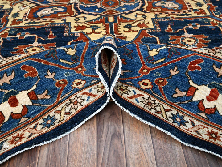 9'2" x 11'8" New Hand Knotted Blue Wool Rectangle Oriental Rug - MOA10286510