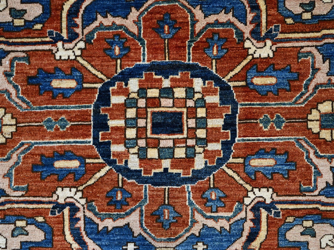 9'2" x 11'8" New Hand Knotted Blue Wool Rectangle Oriental Rug - MOA10286510