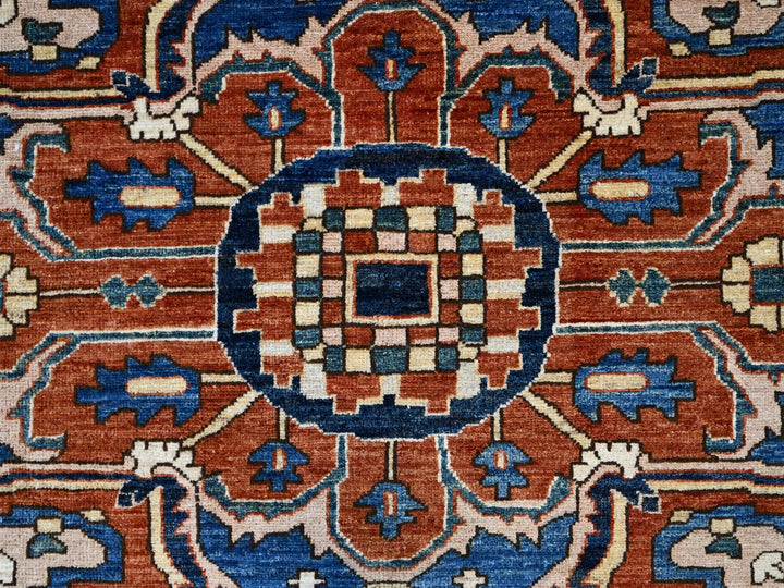 9'2" x 11'8" New Hand Knotted Blue Wool Rectangle Oriental Rug - MOA10286510