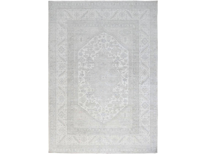 9'11" x 13'7" New Hand Knotted Ivory Wool Rectangle Oriental Rug - MOA10286511