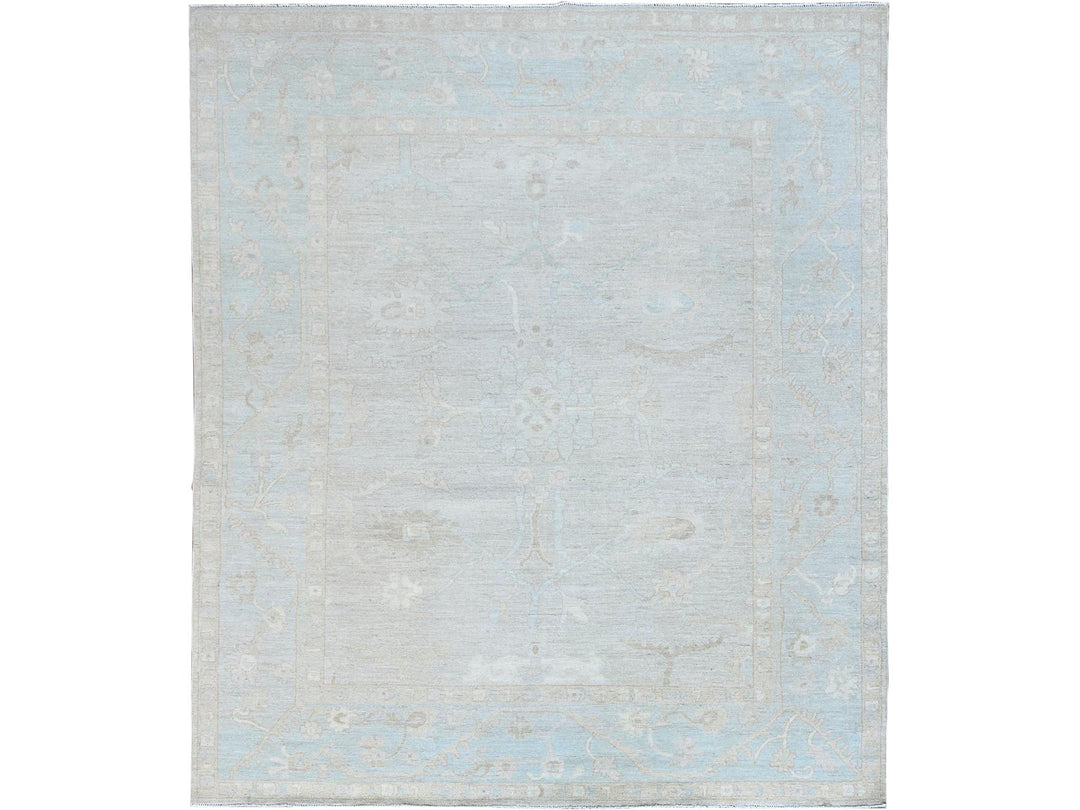 8'2" x 9'6" New Hand Knotted Grey Wool Rectangle Oriental Rug - MOA10286512