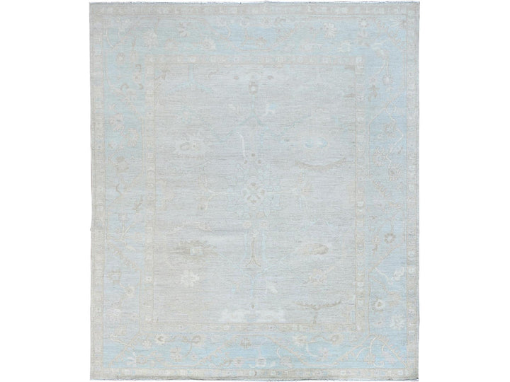 8'2" x 9'6" New Hand Knotted Grey Wool Rectangle Oriental Rug - MOA10286512