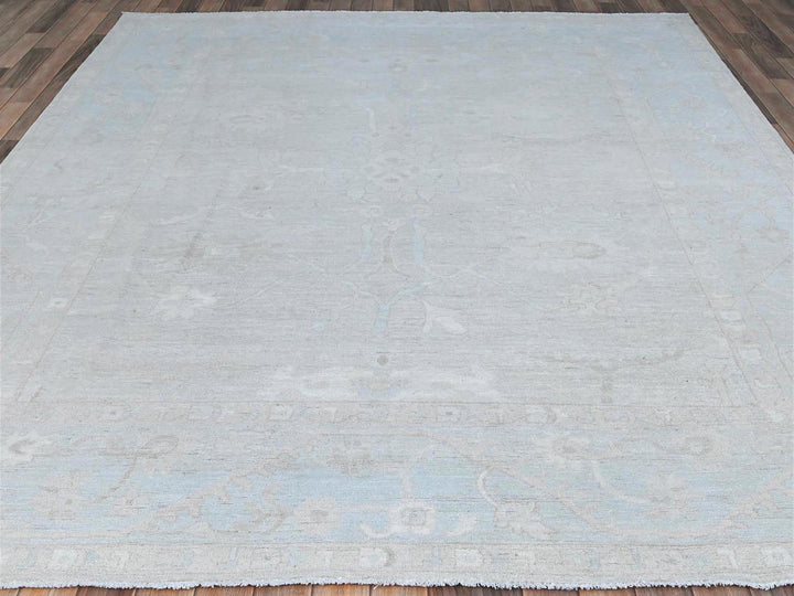 8'2" x 9'6" New Hand Knotted Grey Wool Rectangle Oriental Rug - MOA10286512