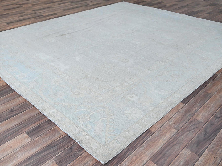 8'2" x 9'6" New Hand Knotted Grey Wool Rectangle Oriental Rug - MOA10286512
