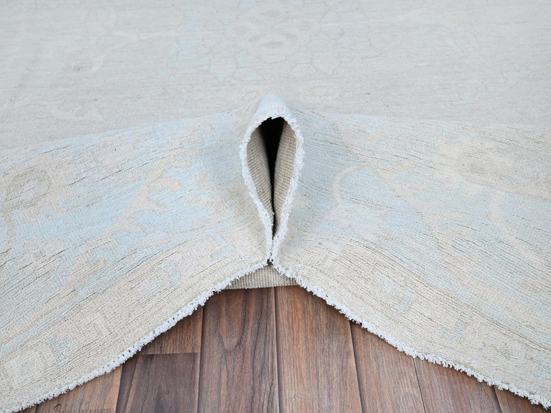 8'2" x 9'6" New Hand Knotted Grey Wool Rectangle Oriental Rug - MOA10286512