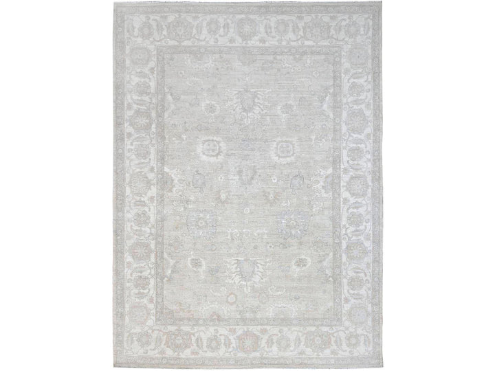 8'11" x 11'10" New Hand Knotted Grey Wool Rectangle Oriental Rug - MOA10286513