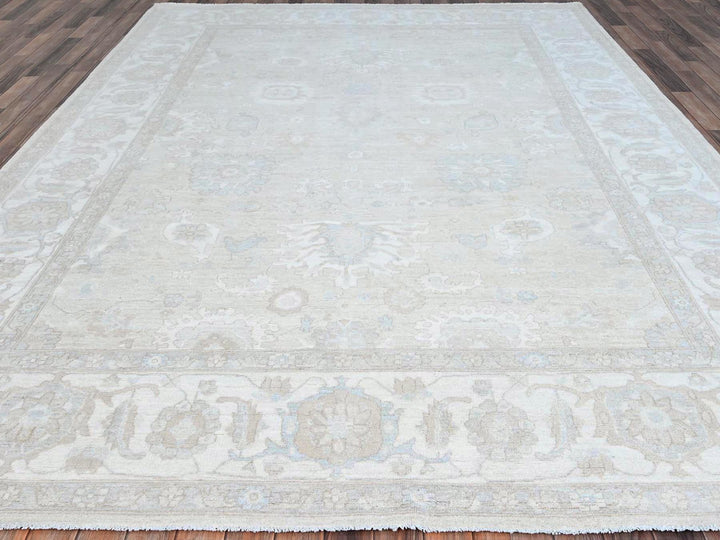 8'11" x 11'10" New Hand Knotted Grey Wool Rectangle Oriental Rug - MOA10286513