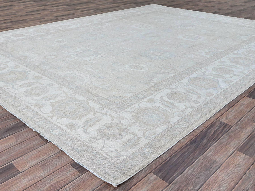 8'11" x 11'10" New Hand Knotted Grey Wool Rectangle Oriental Rug - MOA10286513