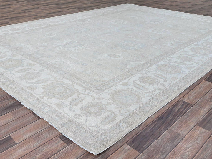 8'11" x 11'10" New Hand Knotted Grey Wool Rectangle Oriental Rug - MOA10286513