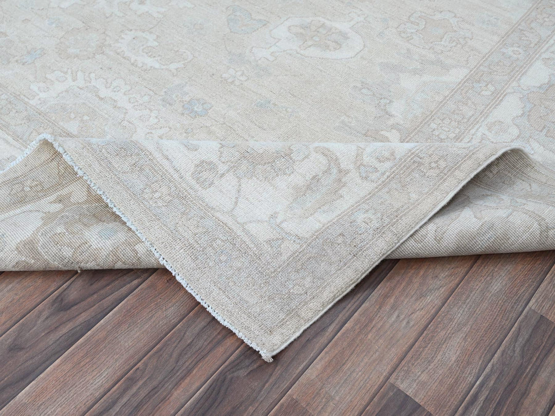8'11" x 11'10" New Hand Knotted Grey Wool Rectangle Oriental Rug - MOA10286513