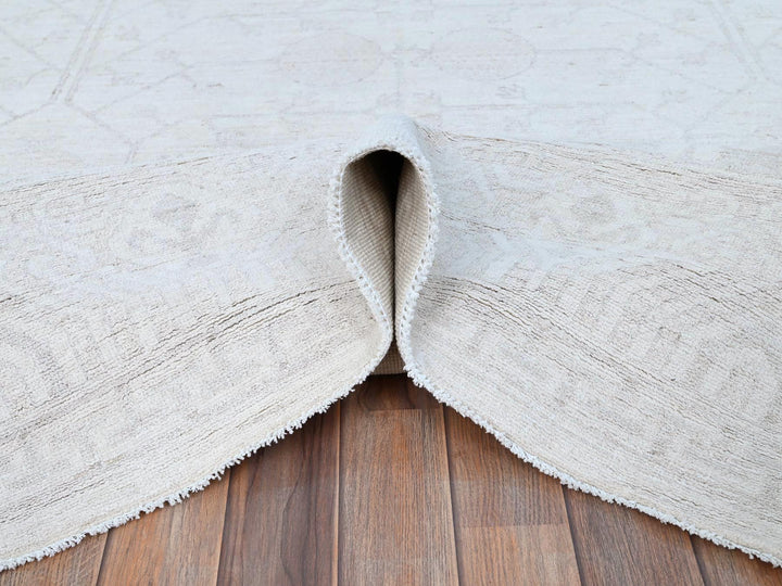 9'11" x 13'10" New Hand Knotted Ivory Wool Rectangle Oriental Rug - MOA10286515