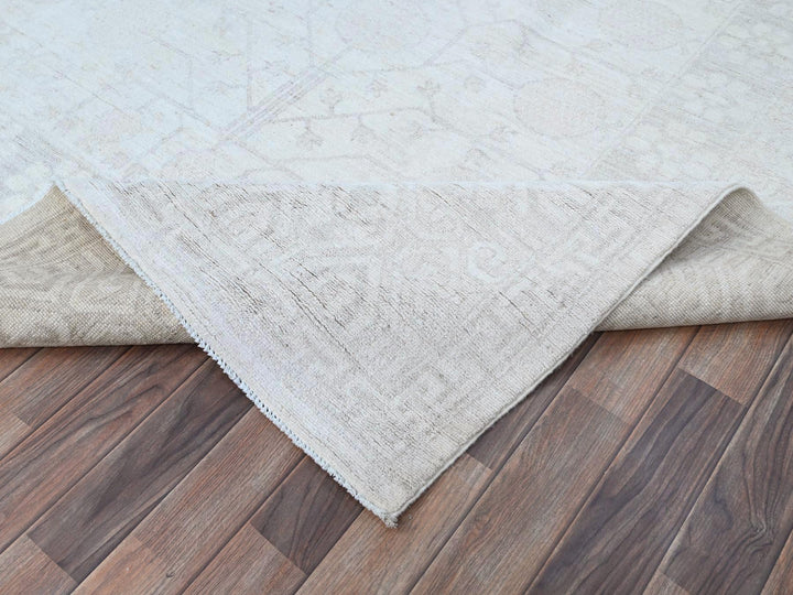 9'11" x 13'10" New Hand Knotted Ivory Wool Rectangle Oriental Rug - MOA10286515