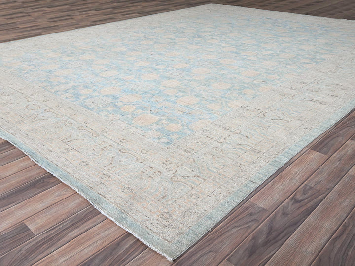 9'11" x 13'6" New Hand Knotted Blue Wool Rectangle Oriental Rug - MOA10286517