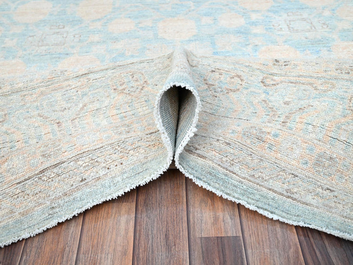 9'11" x 13'6" New Hand Knotted Blue Wool Rectangle Oriental Rug - MOA10286517