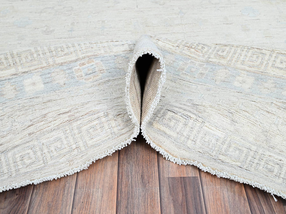 9'10" x 13'10" New Hand Knotted Ivory Wool Rectangle Oriental Rug - MOA10286520