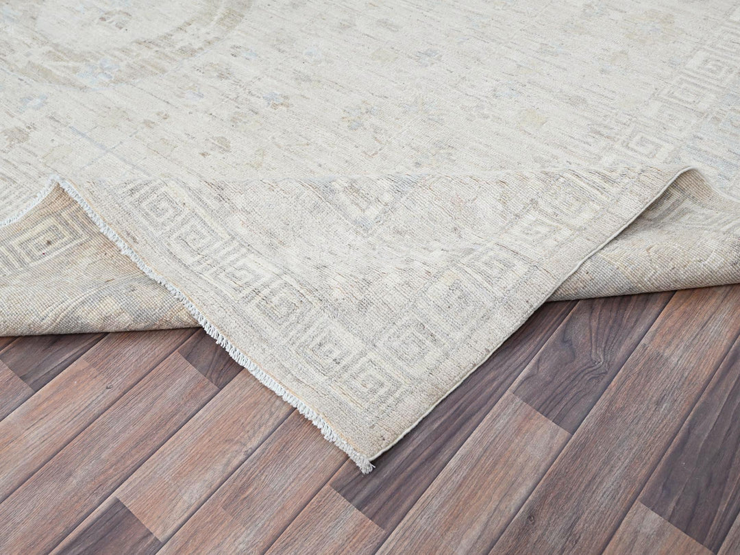 9'10" x 13'10" New Hand Knotted Ivory Wool Rectangle Oriental Rug - MOA10286520