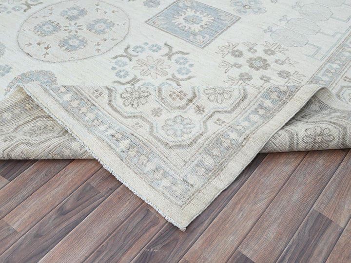 9'11" x 13'6" New Hand Knotted Ivory Wool Rectangle Oriental Rug - MOA10286521