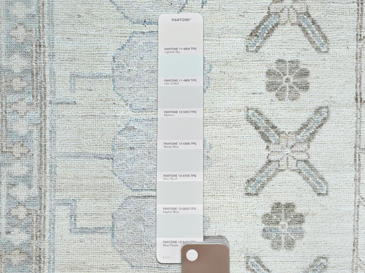 9'11" x 13'6" New Hand Knotted Ivory Wool Rectangle Oriental Rug - MOA10286521