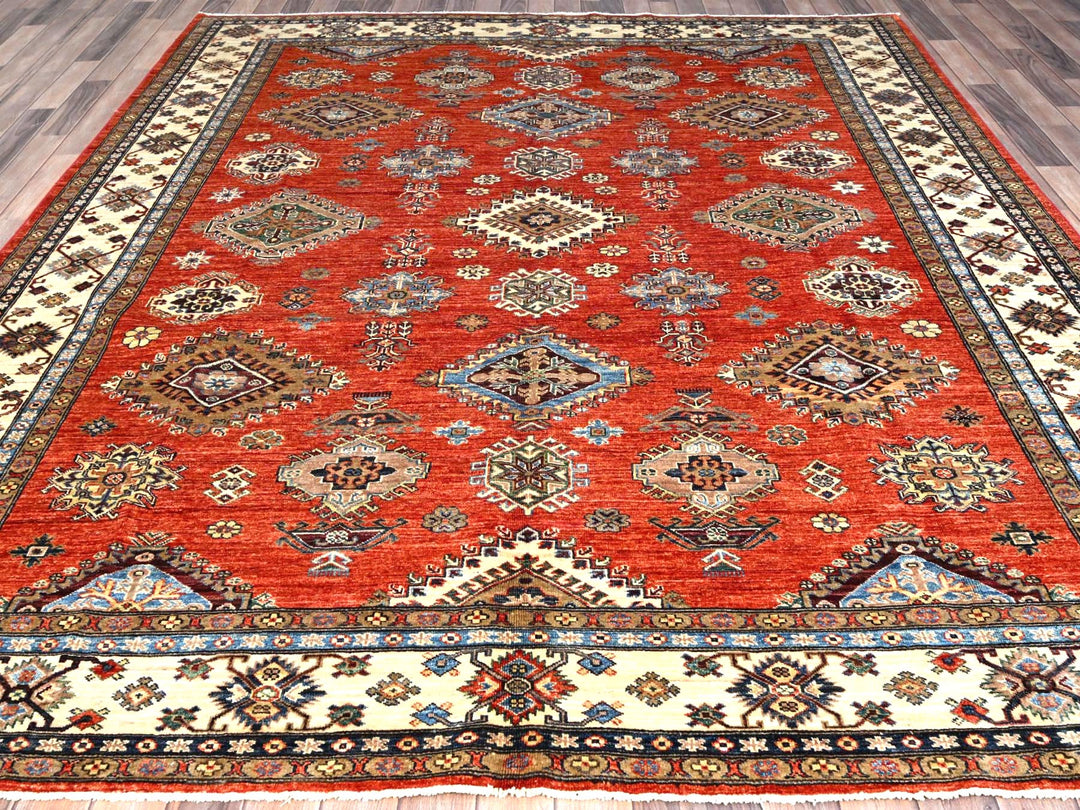 8'2" x 9'11" New Hand Knotted Red Wool Rectangle Oriental Rug - MOA10286551